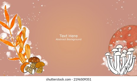 Vector botanical wall arts, with mushrooms. Minimalistic and natural. Mushrooms and line arts design. Sample text area included.