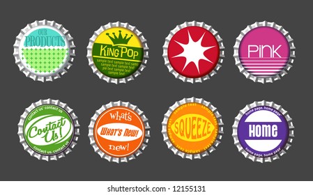 vector bottle cap buttons set 2