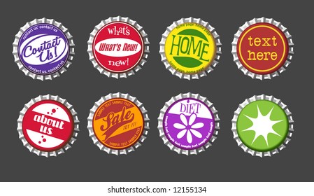 vector bottle cap buttons set 1