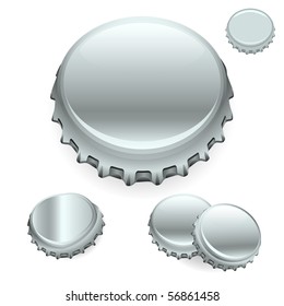 Vector Bottle Caps - Silver  "Full compatible - gradients"