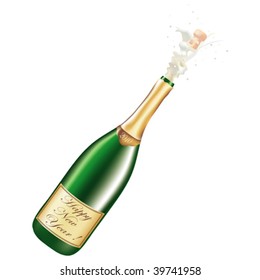 vector bottle with champagne