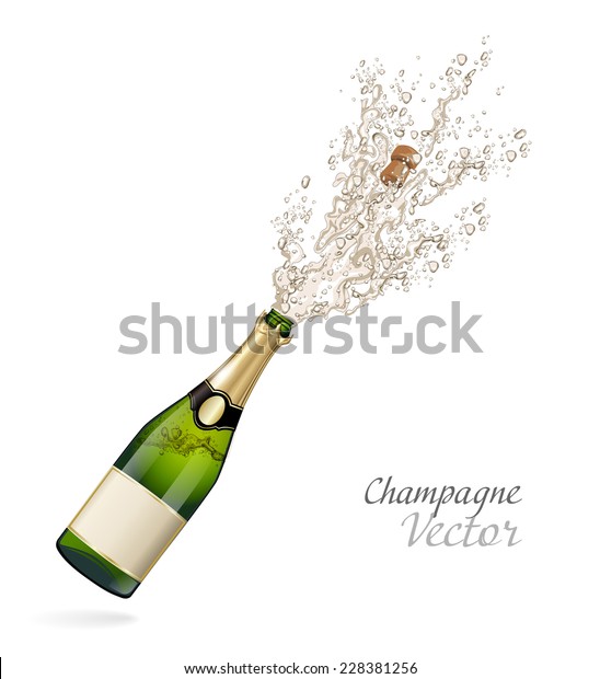 Vector Bottle Champagne Explosion Stock Vector (Royalty Free) 228381256