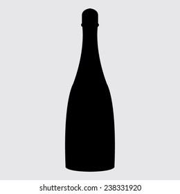 Vector bottle of champagne on a grey background