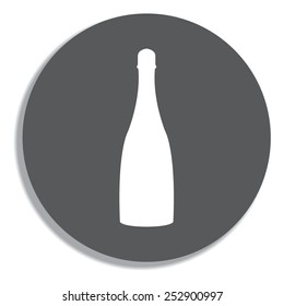 Vector bottle of champagne  on a grey background