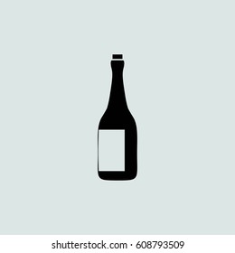 Vector bottle of champagne on a grey background