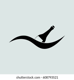 Vector bottle of champagne on a grey background