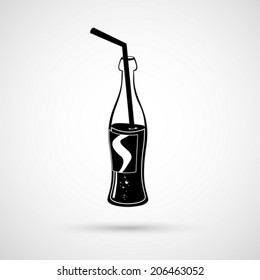 Vector Bottle of Cola and Straw