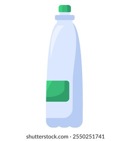 Vector bottle for different beverages as, milk, juice, or dairy in a flat style. Packaging of food supply, storage, and delivery symbol. The icon is suitable for web design, online shop, print, and