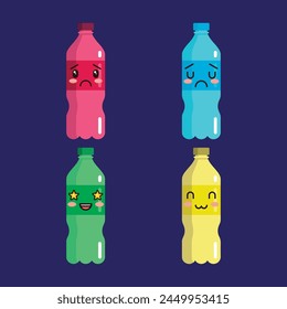 a vector bottle with faces