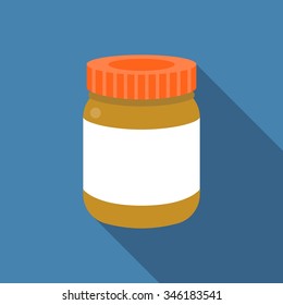 Vector bottle icon with blank label, flat design