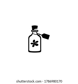 Vector bottle icon. A bottle of flowers. Vector illustration. Logo for essential oils, natural cosmetics, perfumery.