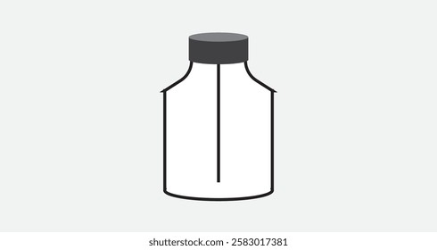 Vector Bottle Icon | Minimalist Outline Bottle Symbol for Packaging, Medical, and Beverage Design. Empty Jar Vector Drawing Symbol Black And White. Bottle Illustration.