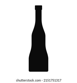 Vector bottle icon silhouette black color isolated on white background for plastic recycling sign, container, water, alcohol. 10 eps