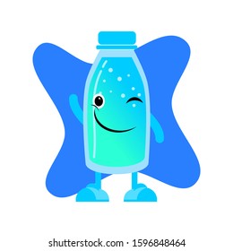 vector bottle mascot that winks