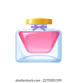 Vector bottle of parfum decorated with a bow