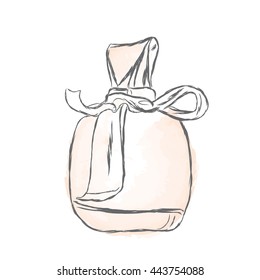 Vector bottle of perfume. Illustration for a poster or greeting card. Fashion & Style.