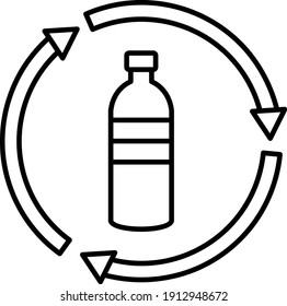 Vector Bottle Recycling Outline Icon Design
