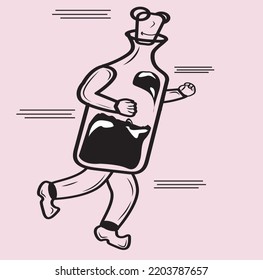 vector bottle running can be used as a children's coloring book or as a book cover