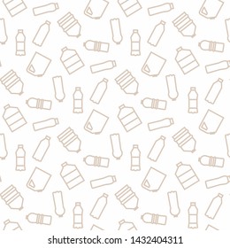 Vector bottle seamless pattern isolated on a white background in line style