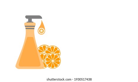 Vector bottle skin care body lotion with orange vitamin C. Vitamin c in oranges Make the skin nourish the skin to be radiant naturally. Keeps the skin hydrated, not dry and healthy.