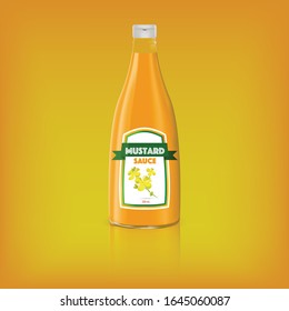 Vector Bottle and spilled sauce of mustard