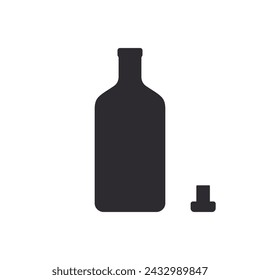 Vector bottle. Stencil bottle. Vector cork. Logo template. Glass container. Flask template. Jar icon. Cork. Shape For 3d modeling. Glass bottle. Bottle silhouette. Chemical container. Flask of poison.