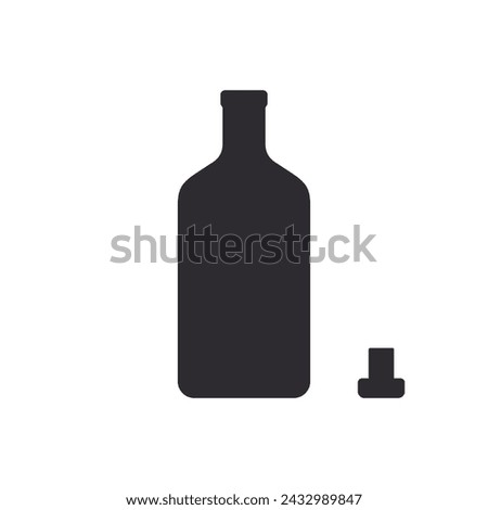 Vector bottle. Stencil bottle. Vector cork. Logo template. Glass container. Flask template. Jar icon. Cork. Shape For 3d modeling. Glass bottle. Bottle silhouette. Chemical container. Flask of poison.