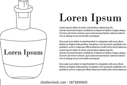 Vector bottle in the style of black line, icon