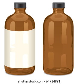 Vector bottle of the type Boston Round. Usually used for drugs.You can place your own text in the label, or use the bottle without label. 