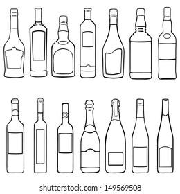 vector bottles icons set