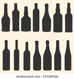 vector bottles icons set