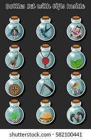 Vector Bottles Set Glass Bottles with Gifts