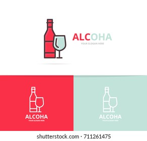 Vector of bottles of wine logo design template.