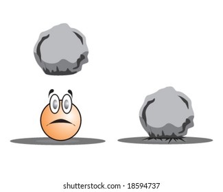 vector boulder dropping on character, concept bad day