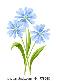 Vector bouquet of blue flowers isolated on a white background.