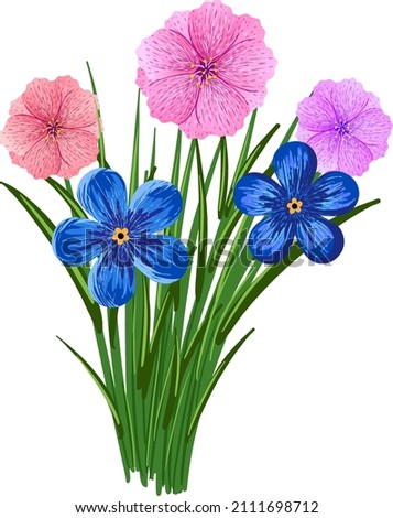 Vector bouquet of colorful flowers isolayed on white background