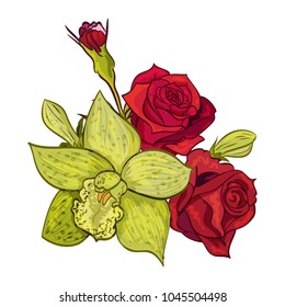 vector bouquet of flowers for the design of cards, invitations, price tags, poster