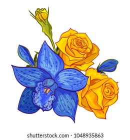 vector bouquet of flowers for the design of cards, invitations, price tags, poster