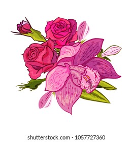 vector bouquet of flowers for the design of cards, invitations, price tags, poster
