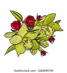 vector bouquet of flowers for the design of cards, invitations, price tags, poster