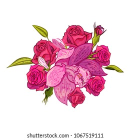 vector bouquet of flowers for the design of cards, invitations, price tags, poster