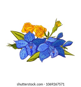 vector bouquet of flowers for the design of cards, invitations, price tags, poster