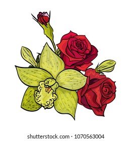 vector bouquet of flowers for the design of cards, invitations, price tags, poster
