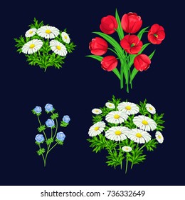 vector bouquet of flowers for the design of cards, invitations, price tags, poster