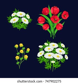 vector bouquet of flowers for the design of cards, invitations, price tags, poster