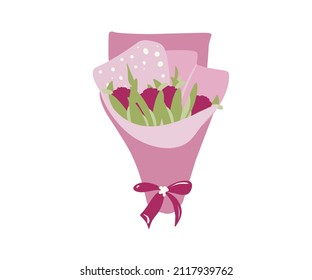 vector bouquet of flowers for a holiday and a date in a flat and cartoon style on a white background