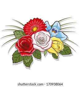 vector bouquet of flowers on a white background