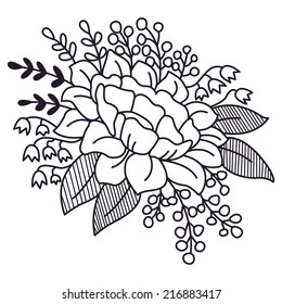 Vector Bouquet of Flowers for Patterns, Invitations, Birthday Cards, Postcards, etc.