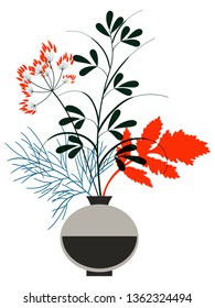Vector bouquet of herbs and spices. Cumin, fenugreek and mustard plants.