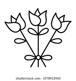 Vector Bouquet Outline Icon Design
